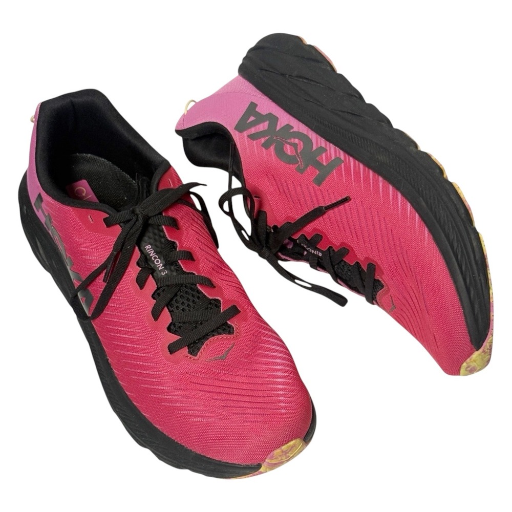 HOKA Rincon 3 Raspberry Pink Black Lightweight Running Shoes Sneakers Size 10.5B - Picture 2 of 14